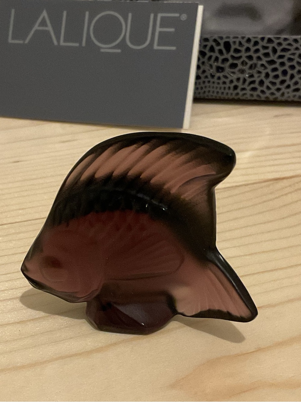 Lalique Cachet Poisson Violet Glass Fish Sculpture